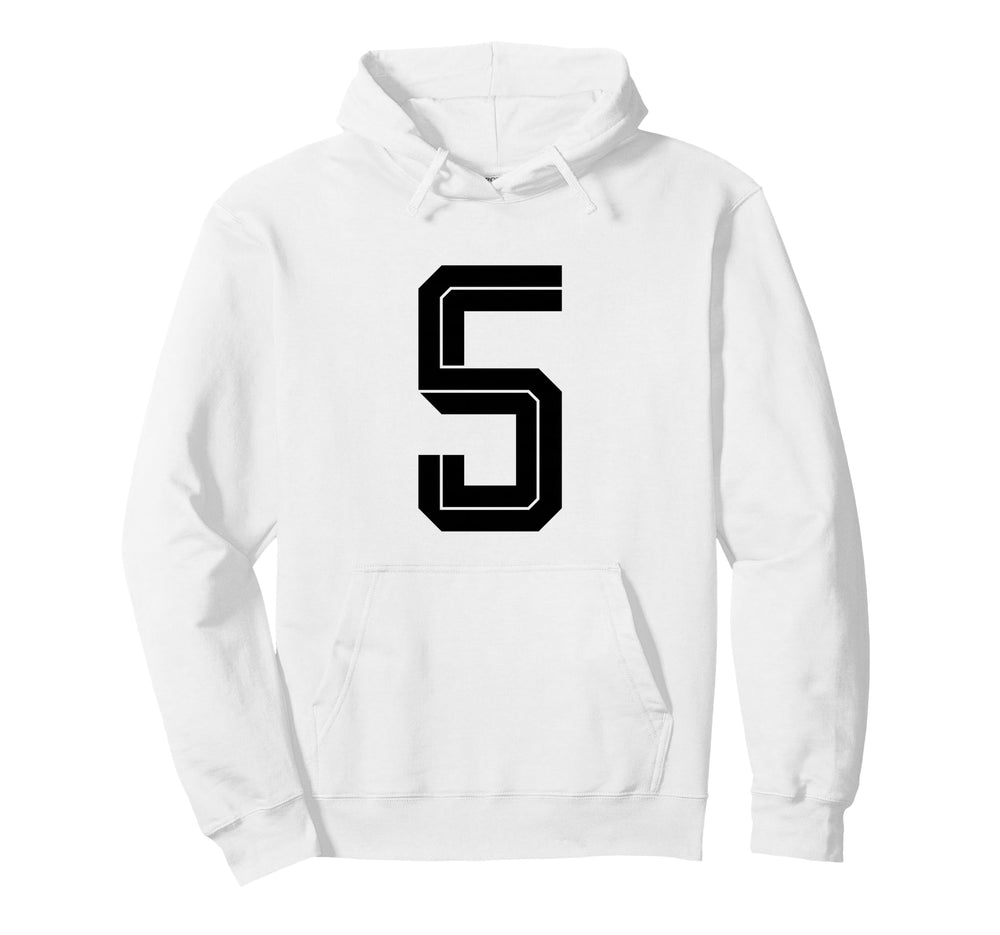 5 White Number 5 Sports Fan Soccer Hoodie - Aesthetic Graphic Men Women