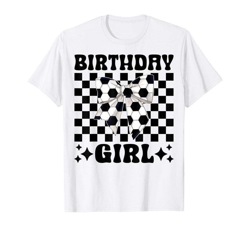 Birthday Soccer Coquette Bow T-Shirt - Novelty Apparel for Adults