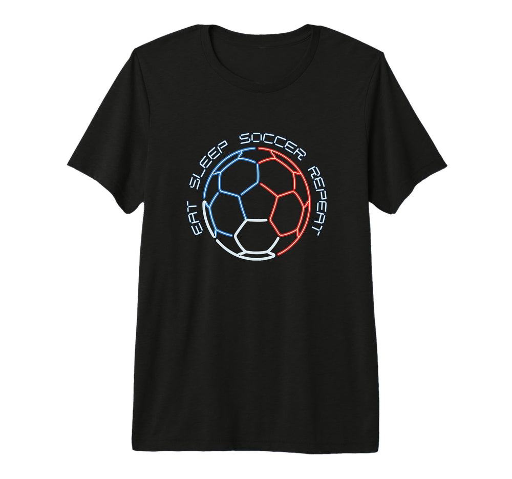 Eat Sleep Soccer Repeat Line Art T-Shirt - Novelty Apparel Men Women