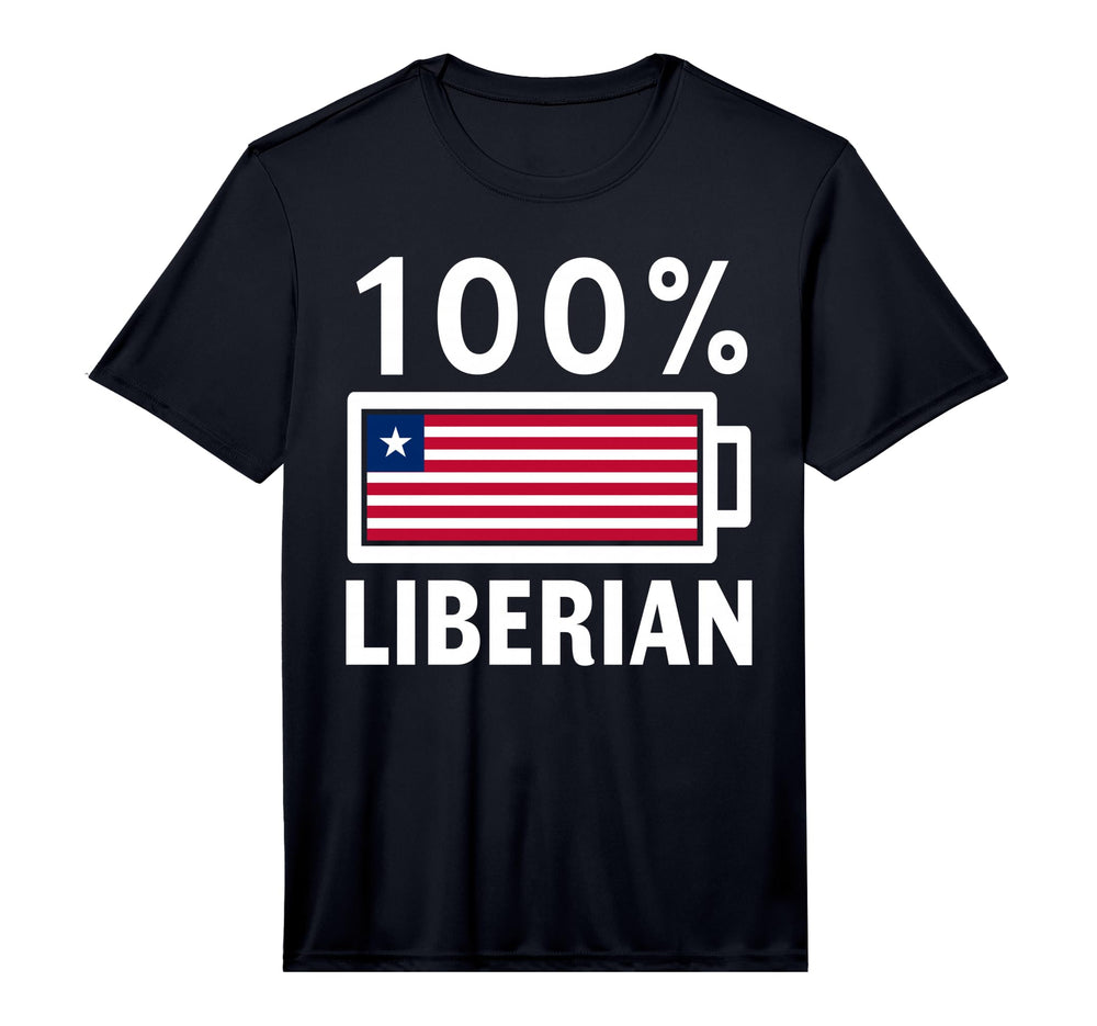 Liberia Flag 100 Liberian Battery T-Shirt - Trendy Graphic for Adults