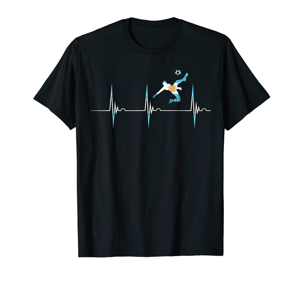 Argentina Flag Heartbeat Ekg Pulse T-Shirt - Fun Novelty Design Unisex