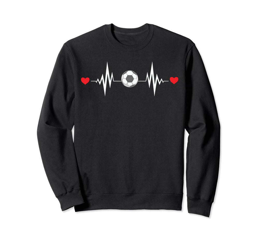 Soccer Ball Heartbeat Funny Soccer Sweatshirt - Minimalist Print for Adults