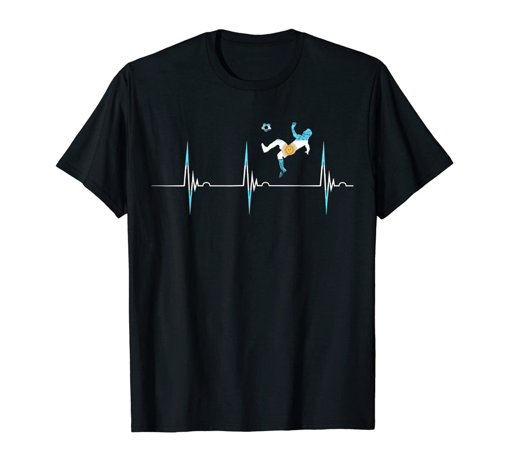 Argentina Flag Heartbeat Ekg Pulse T-Shirt - Graphic Print Unisex