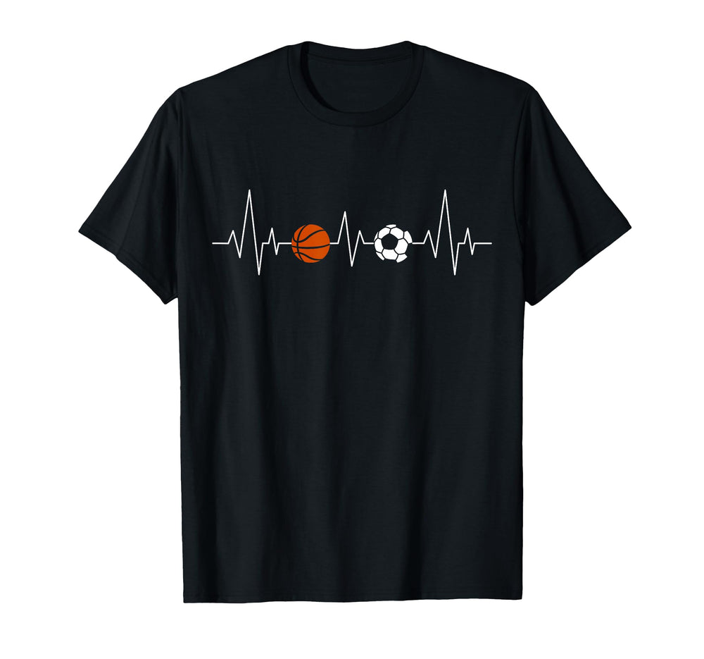 Soccer Basketball Heartbeat Funny T-Shirt - Minimalist Print for Adults