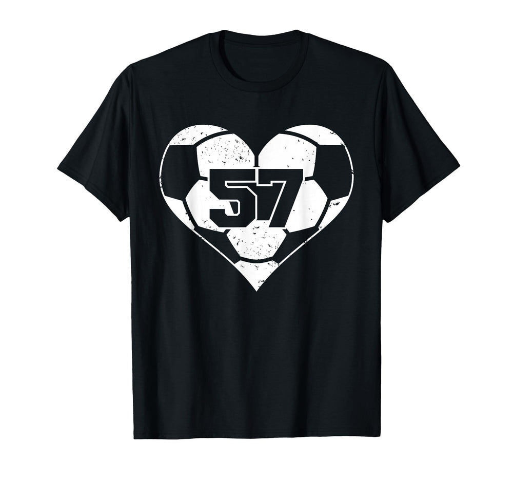 Soccer Heart Number 57 Jersey Sports T-Shirt - Trendy Graphic for Adults