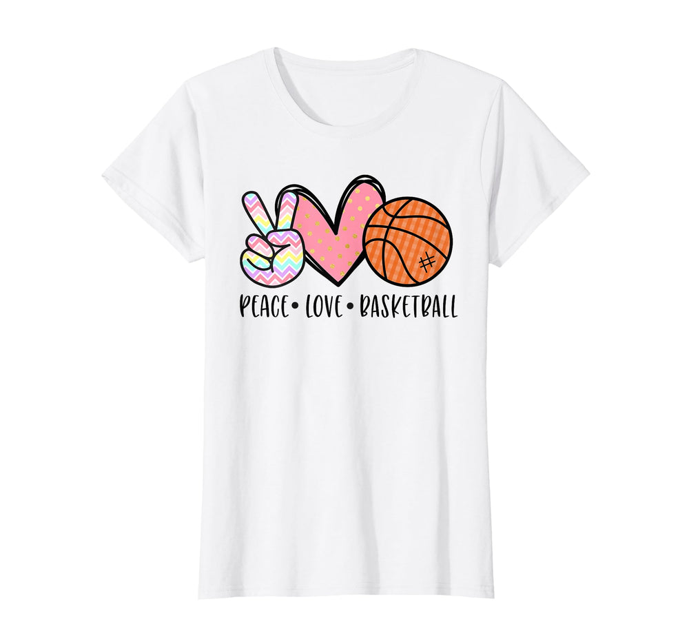 Peace Love Basketball Heart Teens T-Shirt - Minimalist Print for Adults