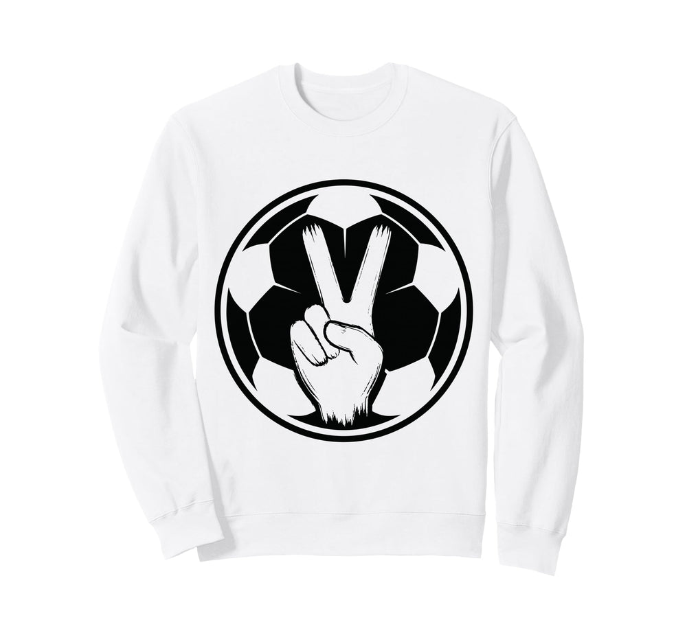 Soccer Peace Sign V Fingers Ball Sweatshirt - Fun Novelty Design Men Women