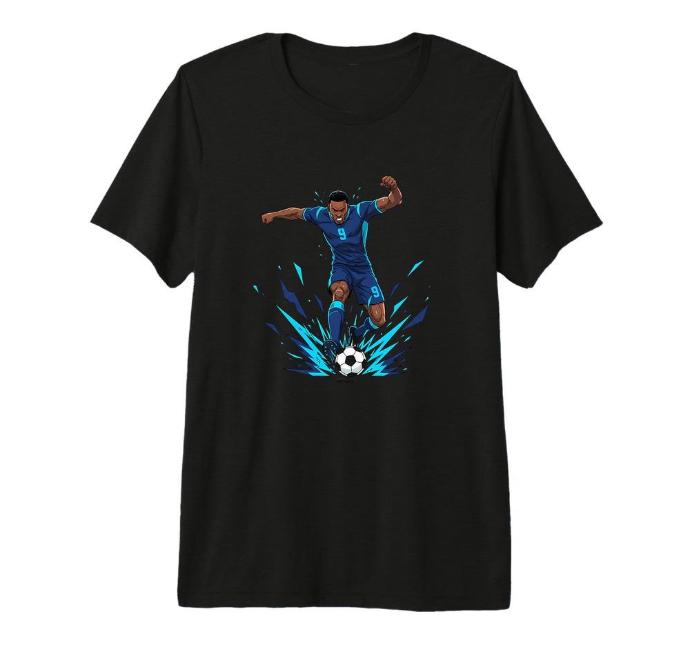 Football Soccer Blue Striker Rain T-Shirt - Casual Everyday Wear Unisex