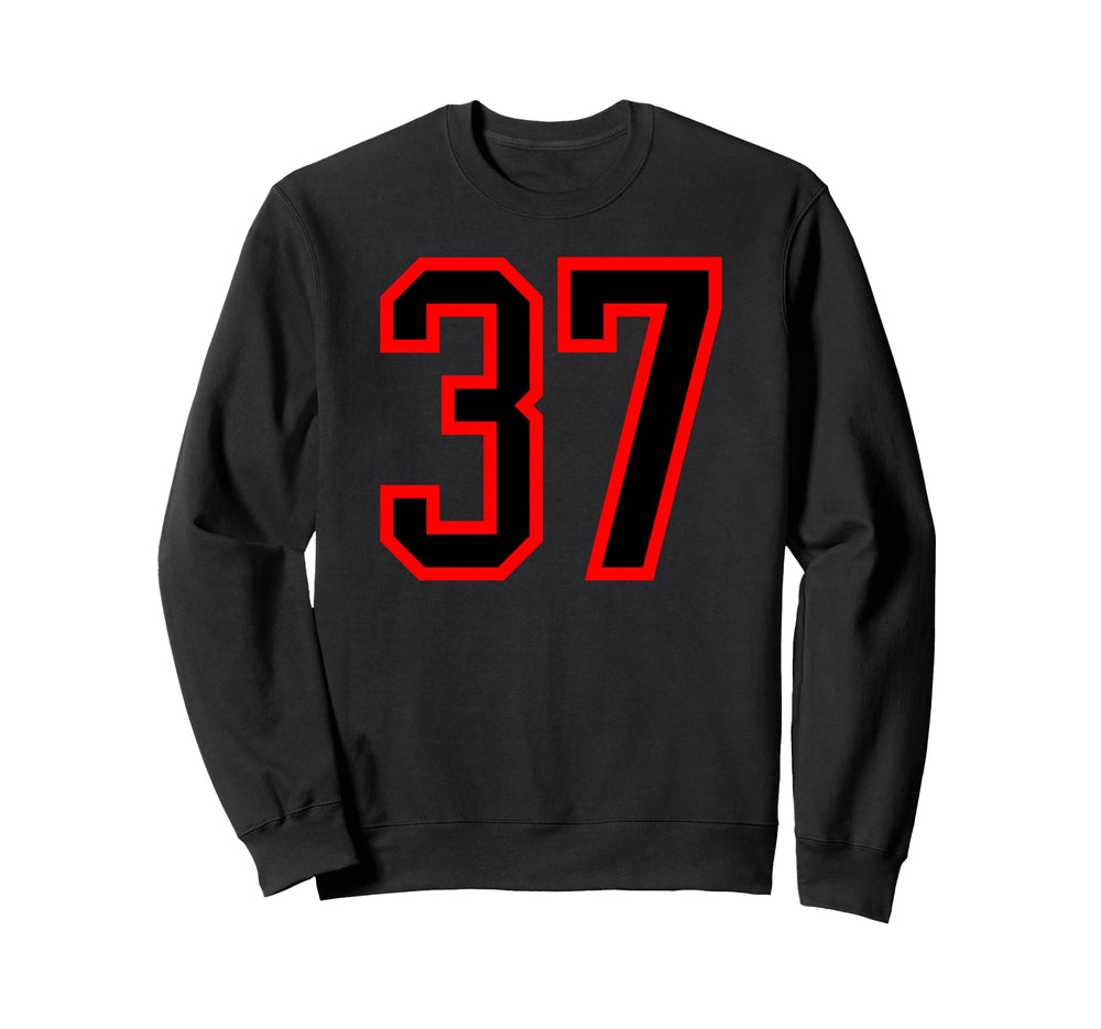 Red Black Sport Team Number 37 Sweatshirt - Casual Everyday Wear for Adults