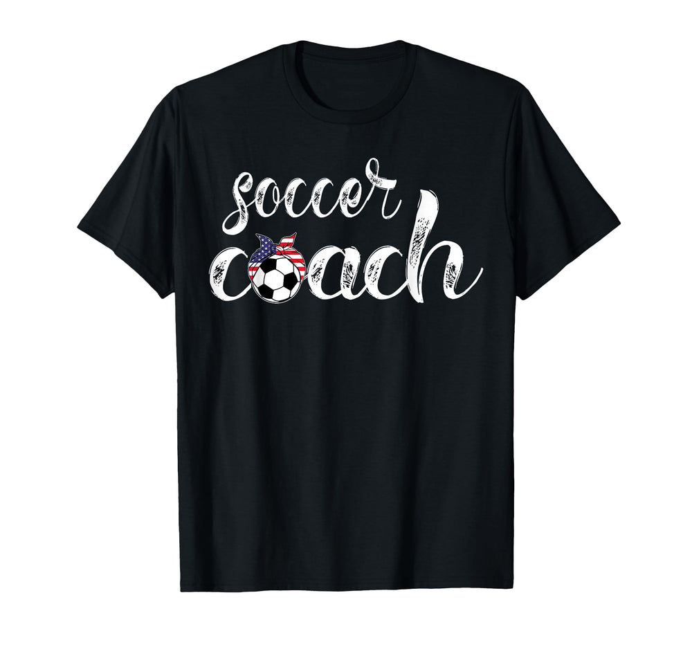 Womens Soccer Coach Bandana Ball T-Shirt - Unique Graphic for Adults
