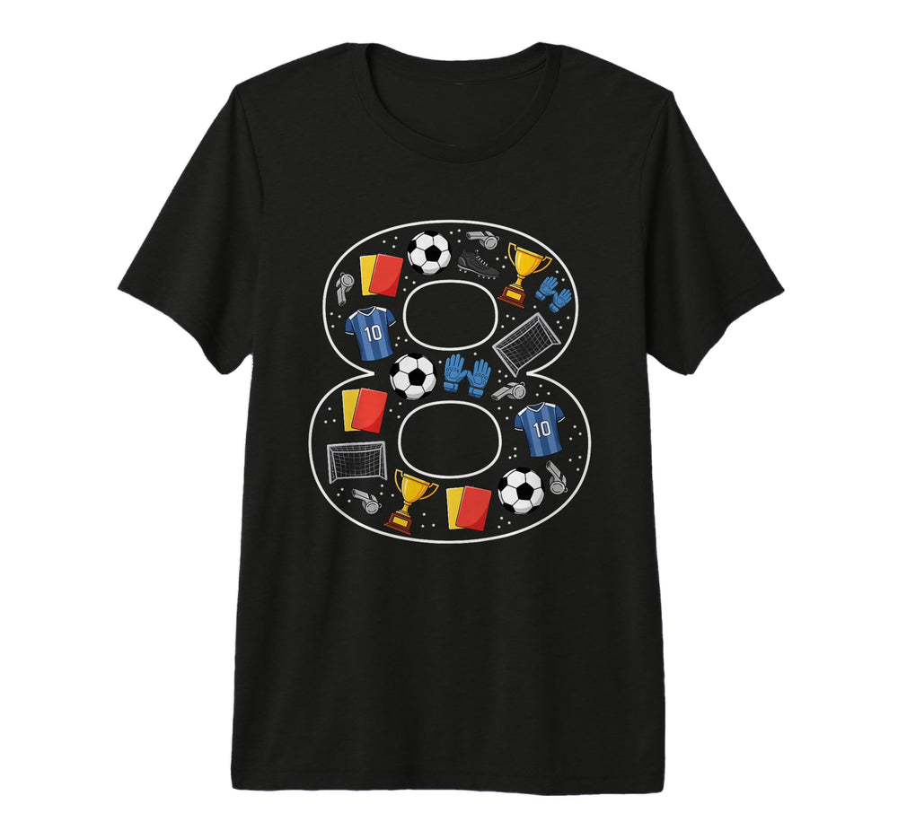 8Th Birthday 8 Year Old Football T-Shirt - Custom Art Print Men Women