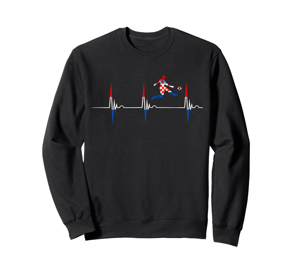 Croatian Pride Heartbeat Ekg Pulse Sweatshirt - Novelty Apparel Men Women