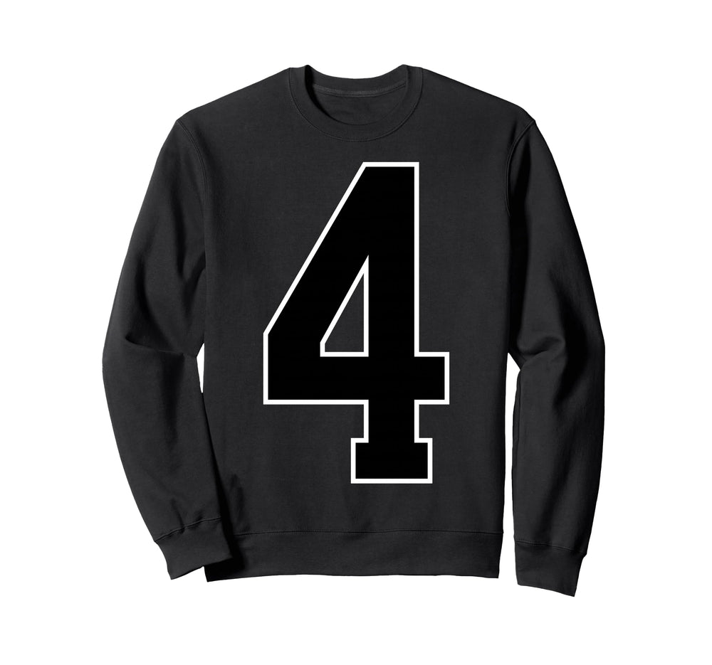 Black Sports Team Number 4 Sweatshirt - Fun Novelty Design Unisex