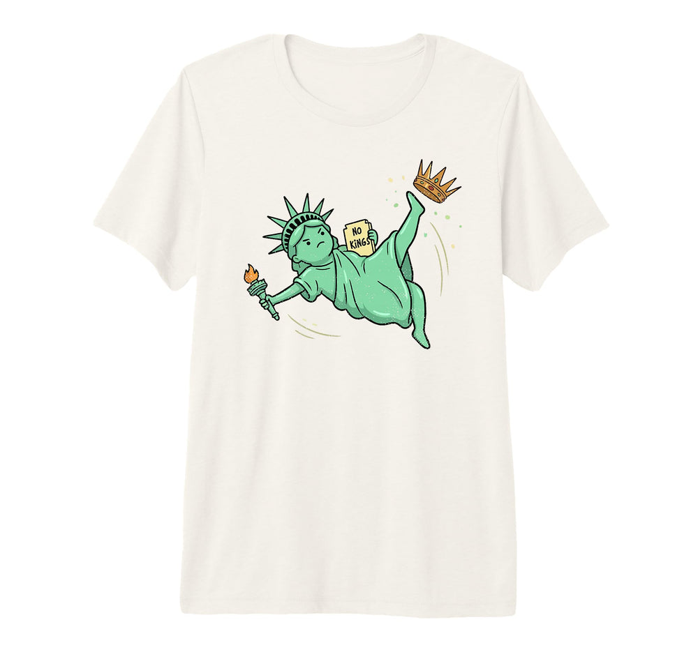 No Kings Statue Liberty Soccer Bicycle T-Shirt - Novelty Apparel Unisex