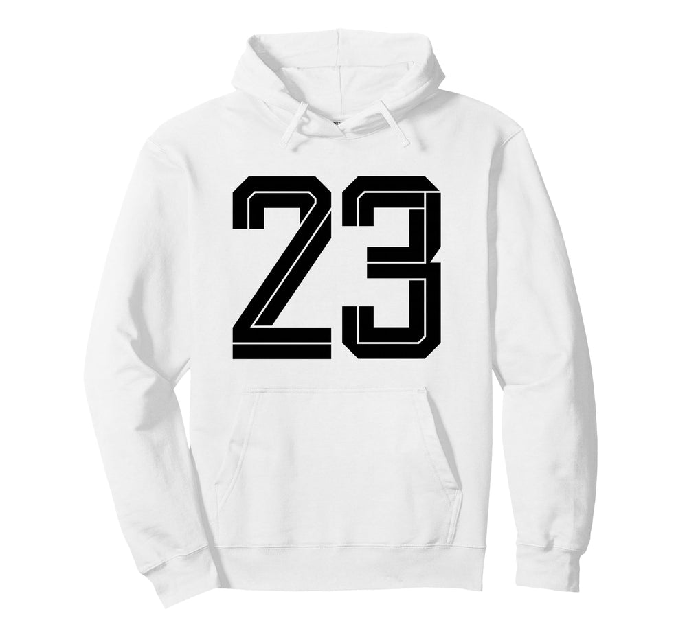 23 White Number 23 Sports Fan Soccer Hoodie - Trendy Graphic Unisex