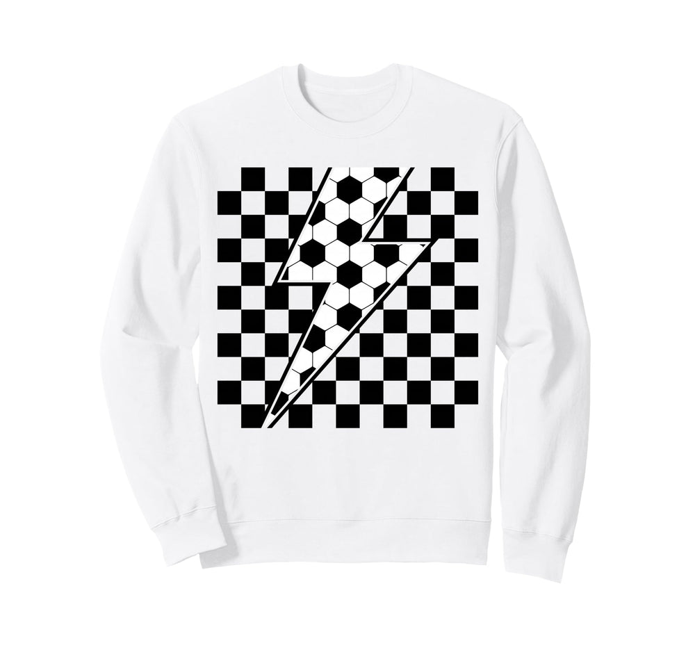 Lightning Bolt Checkered Sweatshirt - Custom Art Print for Adults