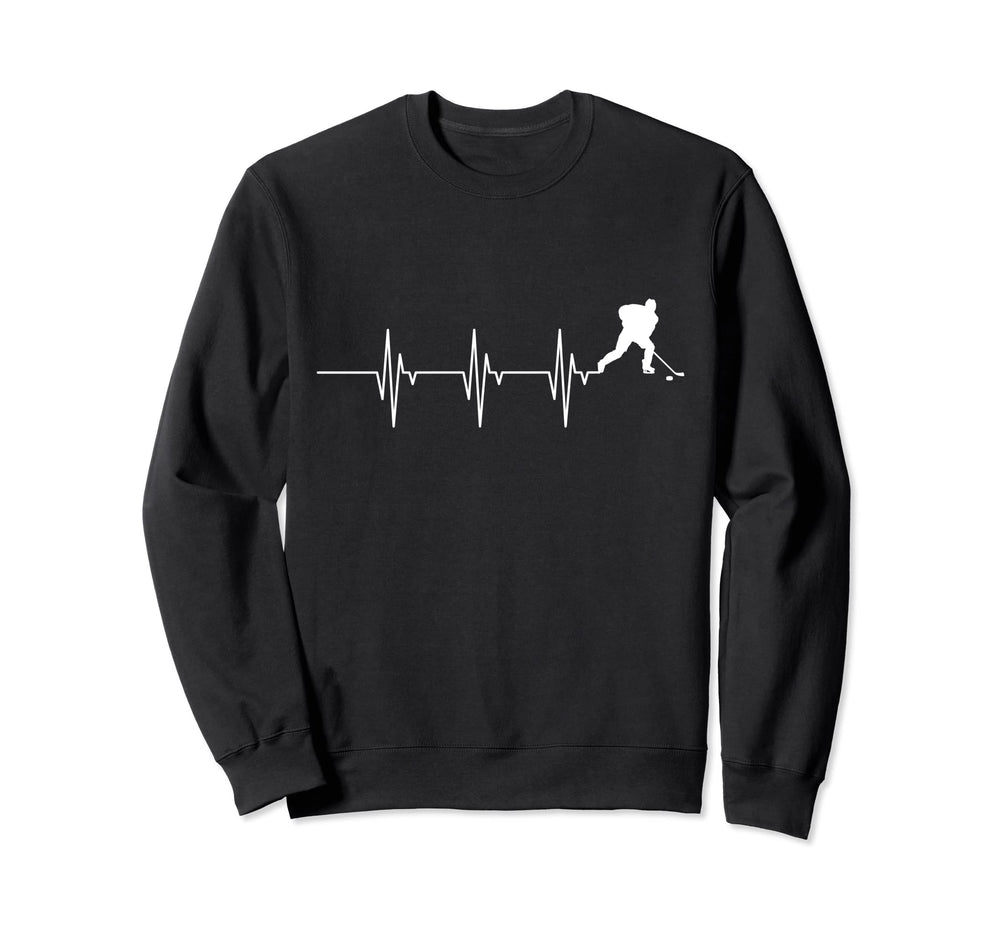 Ice Hockey Heartbeat Athlete Winter Sweatshirt - Graphic Print for Adults