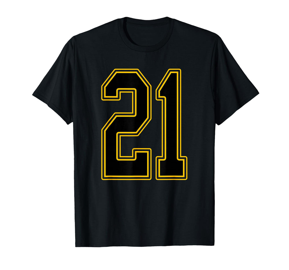 Black And Gold Number 21 Jersey T-Shirt - Fun Novelty Design for Adults