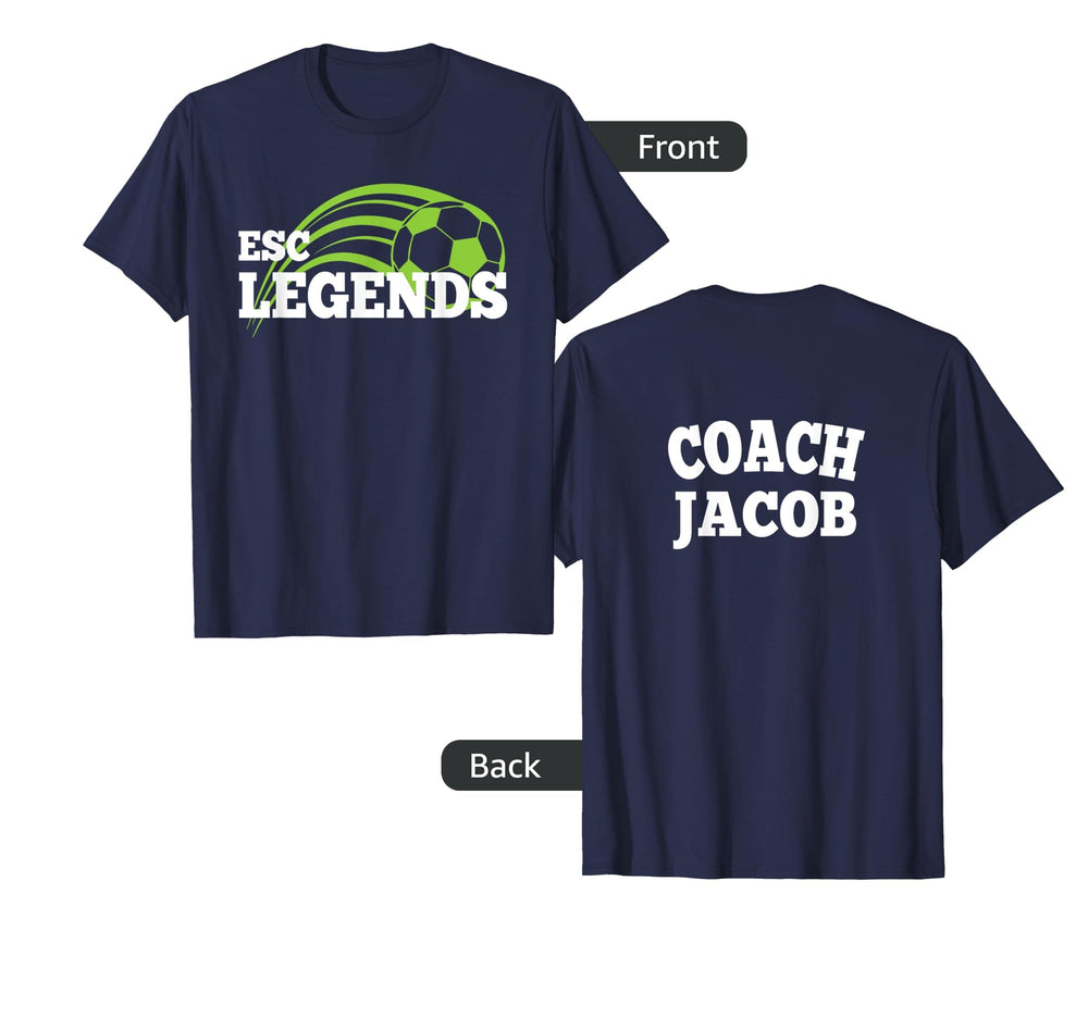 Esc Legends Indoor Soccer Team Coach T-Shirt - Custom Art Print for Adults