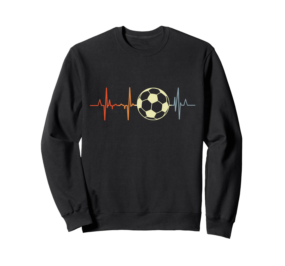 I Love Soccer Heartbeat Football Sweatshirt - Graphic Print for Adults