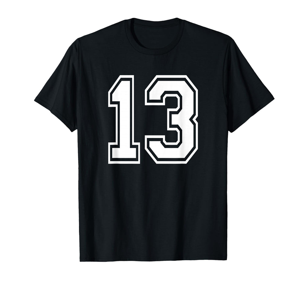 Number 13 Numbered Uniform Sports T-Shirt - Fun Novelty Design for Adults