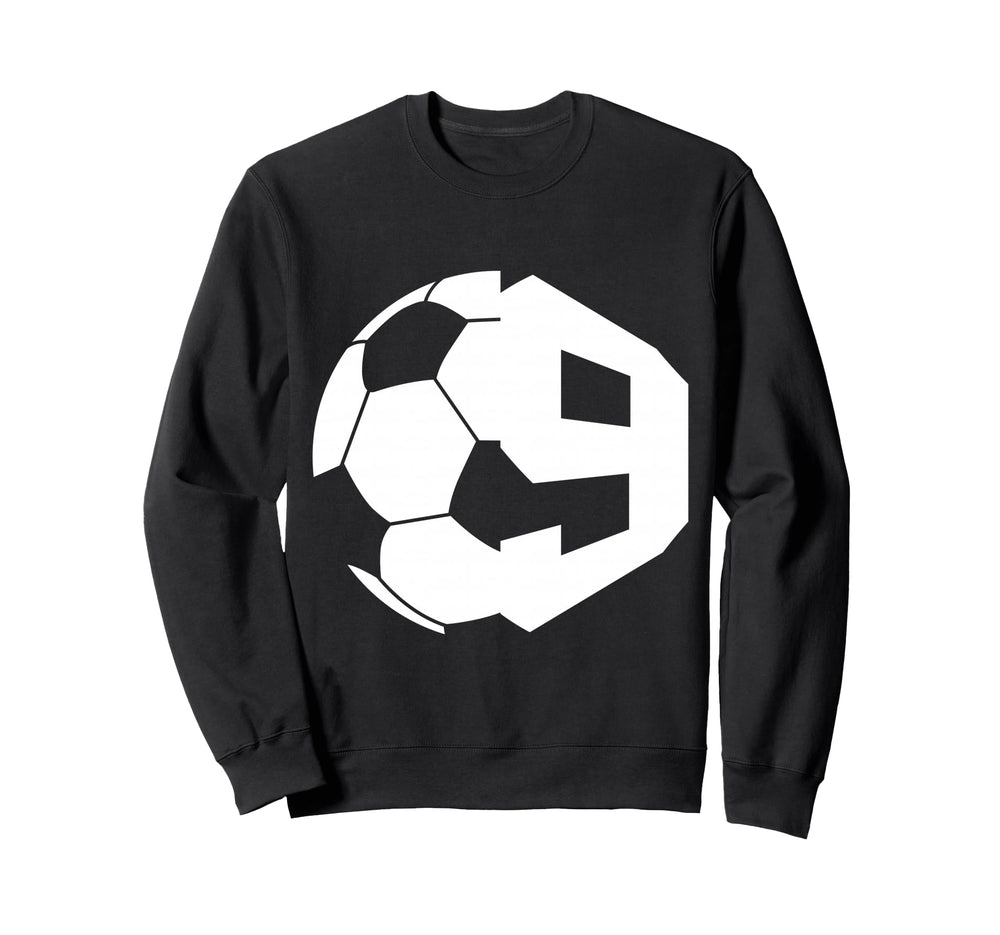 Number 9 Years Soccer 9Th Birthday Sweatshirt - Trendy Graphic Men Women