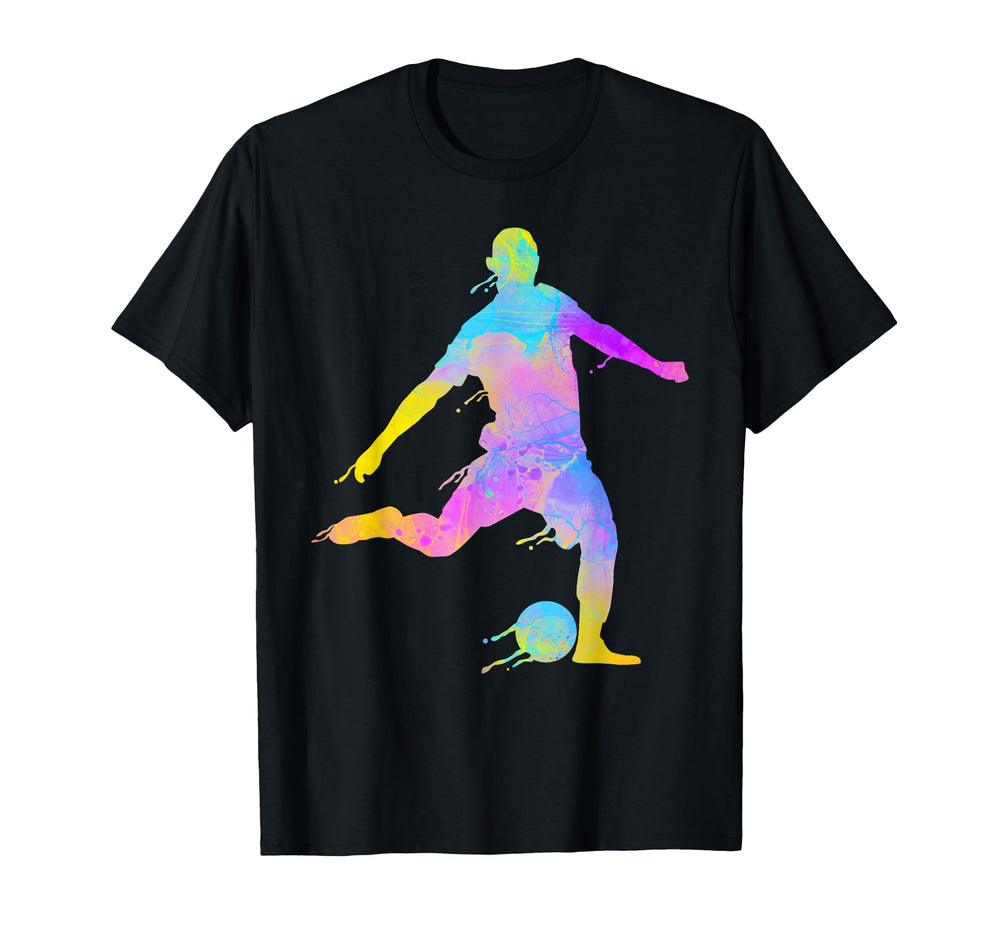 Soccer Player Colorful Paint Splashes T-Shirt - Aesthetic Graphic Unisex