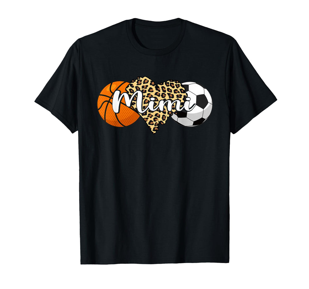 Mimi Basketball Soccer Leopard Heart Ball T-Shirt - Trendy Graphic Unisex
