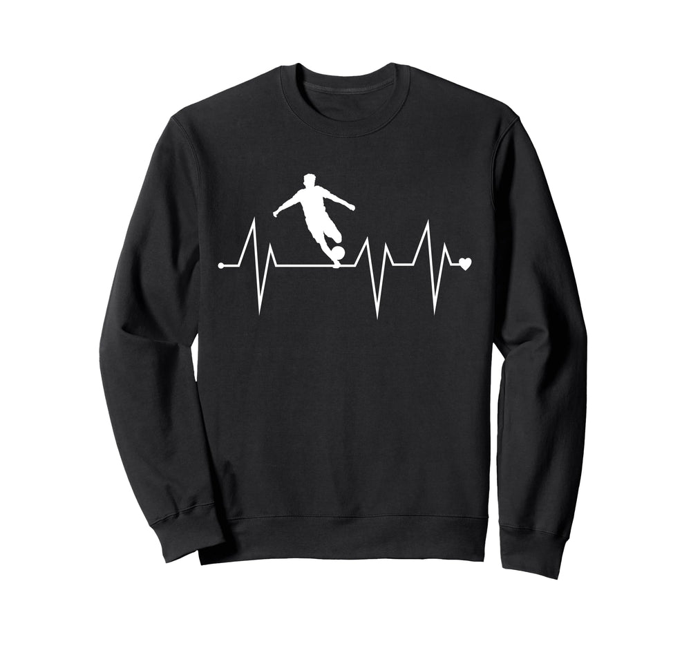 Funny Soccer Player Heartbeat Sweatshirt - Minimalist Print Men Women