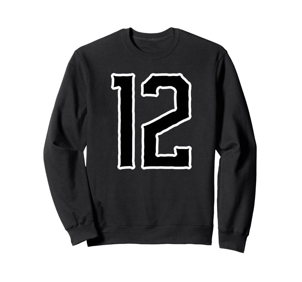 White Black Sport Team Number 12 Sweatshirt - Streetwear Style for Adults