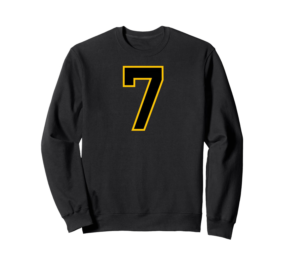 Yellow Black Sport Team Number 7 Sweatshirt - Trendy Graphic Men Women