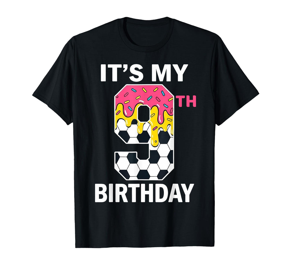 Its My 9Th Birthday Soccer Ice Cream T-Shirt - Novelty Apparel for Adults