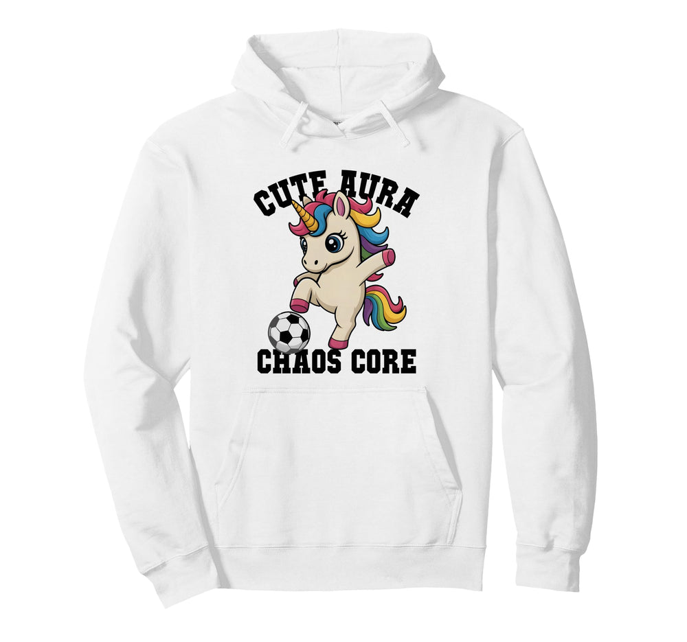 Aura Soccer Unicorn Chaos Core Just Who Hoodie - Novelty Apparel Unisex