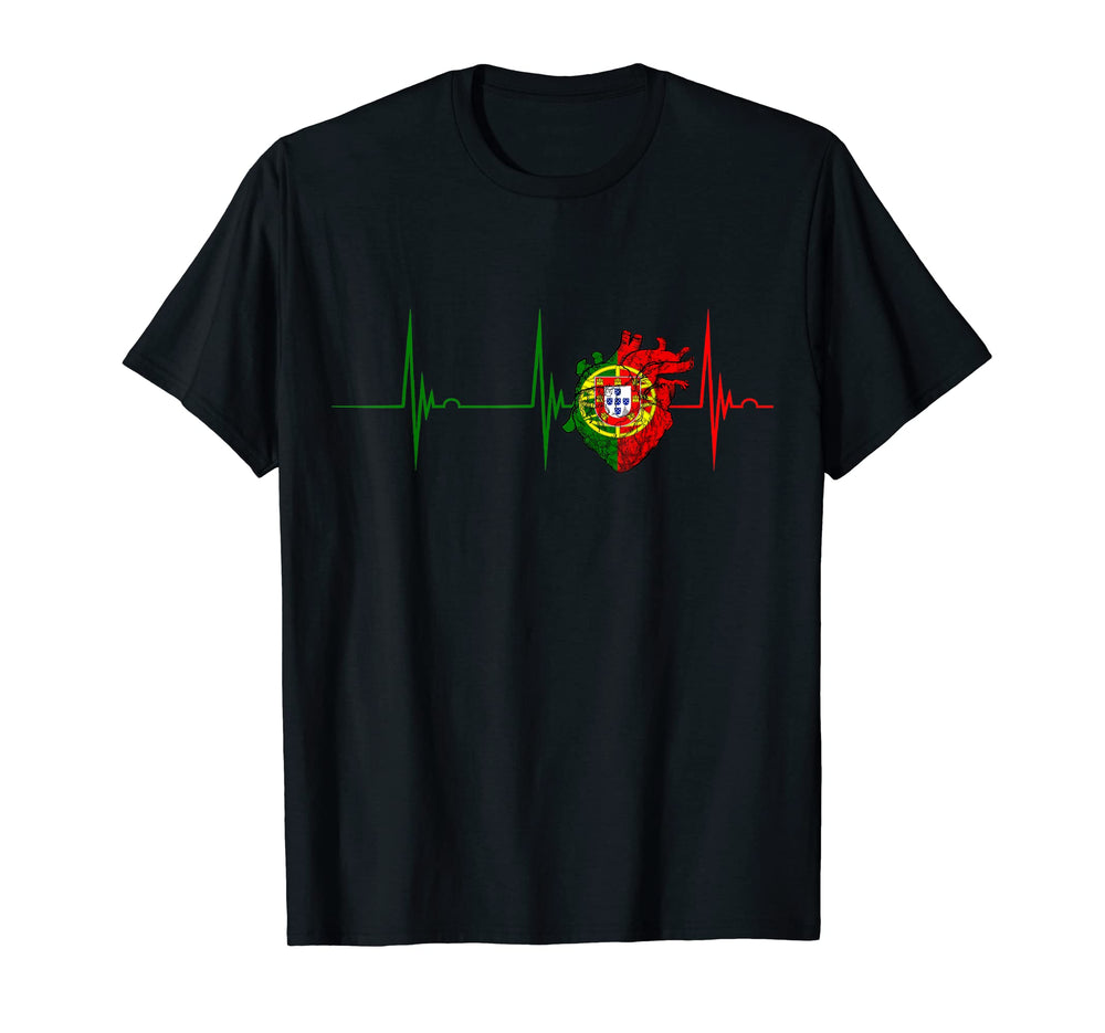 Portugal Heartbeat Ekg Pulse Portugal T-Shirt - Trendy Graphic Men Women