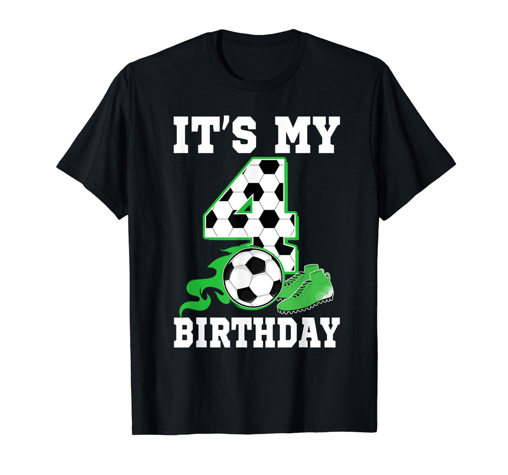 Its My 4Th Birthday Soccer Themed 4 T-Shirt - Unique Graphic for Adults