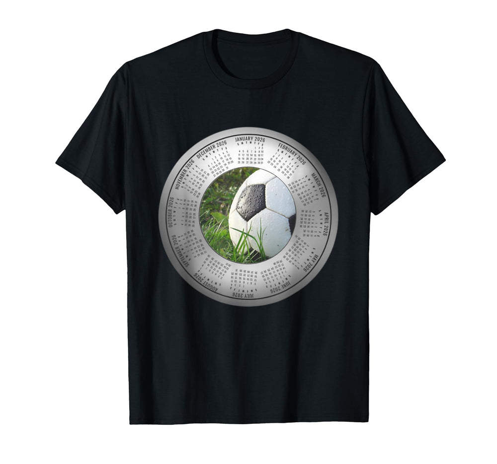 2026 Calendar Soccer Ball Players T-Shirt - Novelty Apparel for Adults
