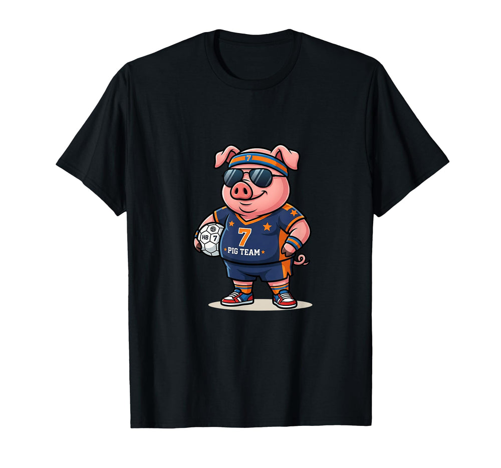 Pig Team 7 Soccer Player Cartoon Fun T-Shirt - Custom Art Print for Adults