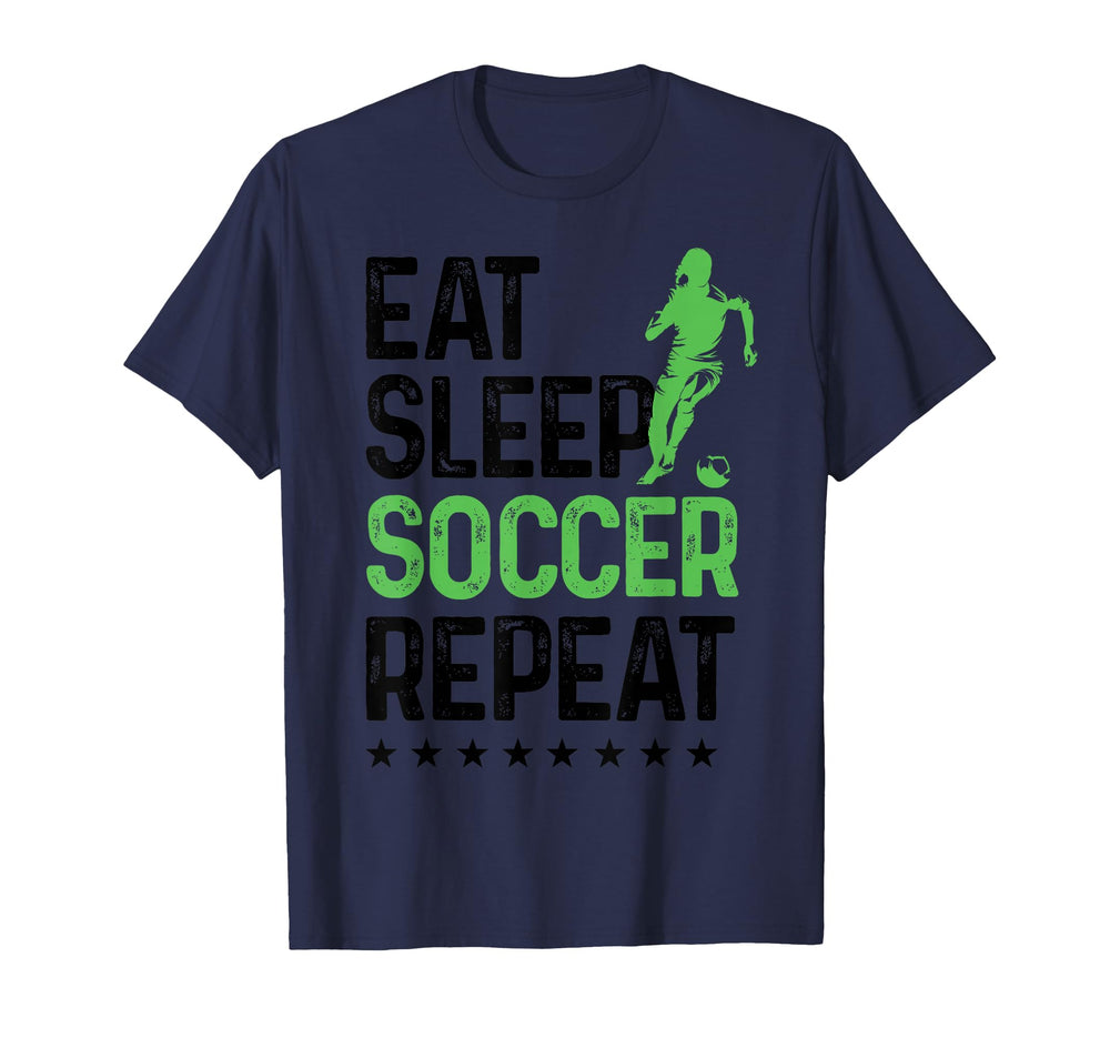 Eat Sleep Soccer Repeat Soccer Sports T-Shirt - Unique Graphic Unisex