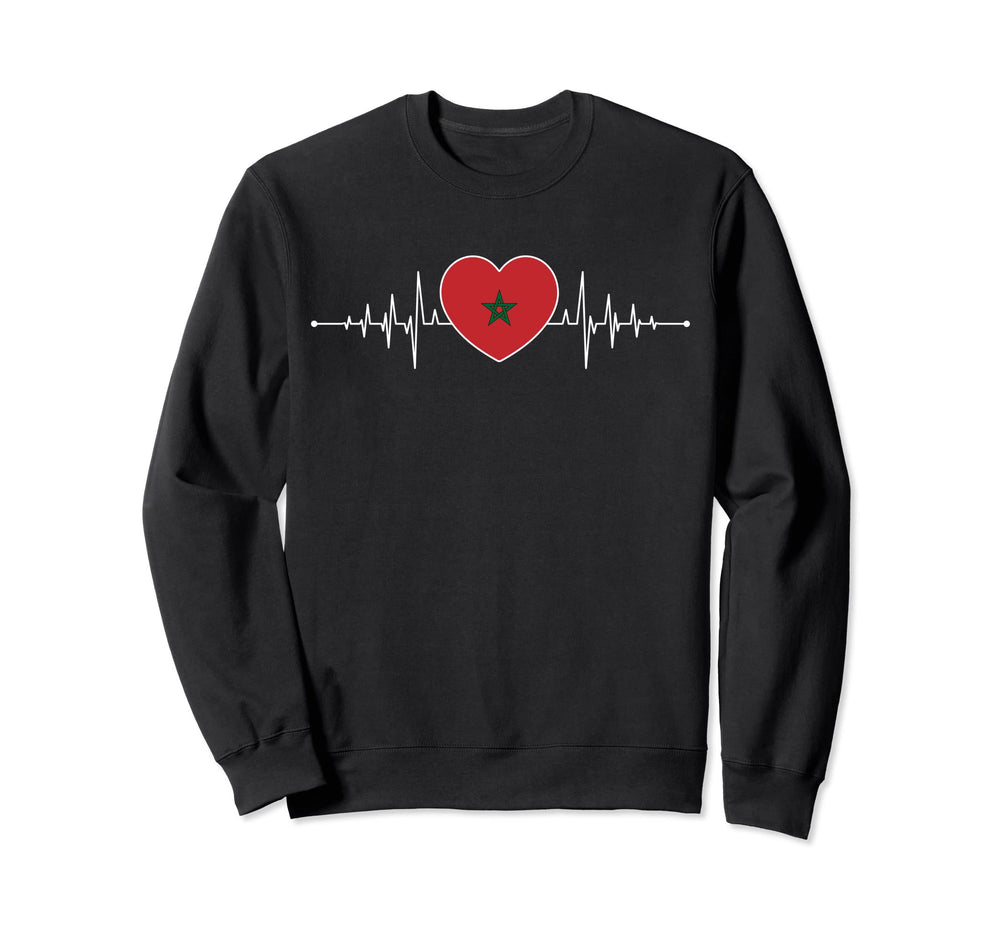 Morocco Heartbeat Moroccan Flag Sweatshirt - Custom Art Print Unisex