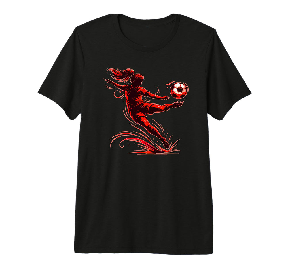 Powerful Soccer Mid Air Motion T-Shirt - Minimalist Print for Adults