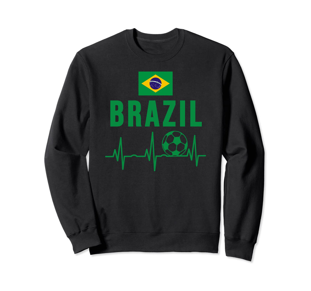 I Love Brazil Flag Soccer Ball Sweatshirt - Graphic Print for Adults