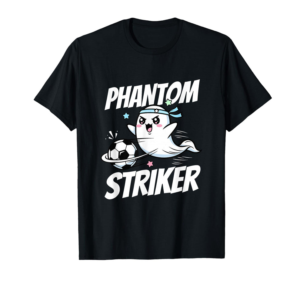 Phantom Striker Funny Ghost Soccer T-Shirt - Minimalist Print for Adults