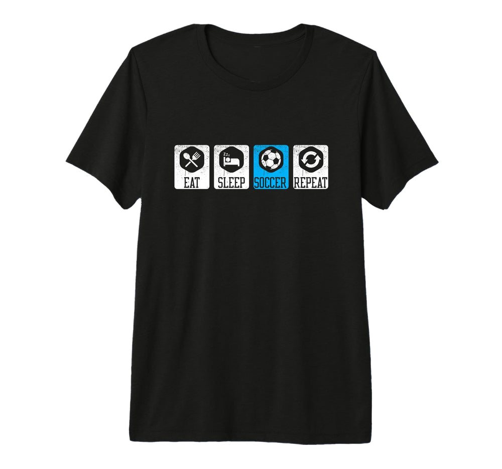 Eat Sleep Soccer Repeat Tri Blend T-Shirt - Fun Novelty Design for Adults