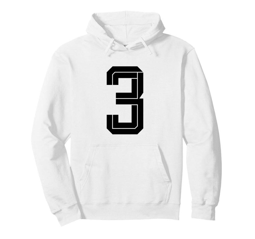 3 White Number 3 Sports Fan Soccer Hoodie - Aesthetic Graphic for Adults