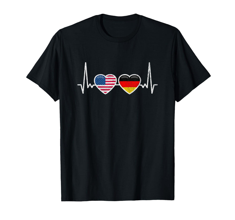 Germany Usa Heartbeat Flag American T-Shirt - Aesthetic Graphic for Adults