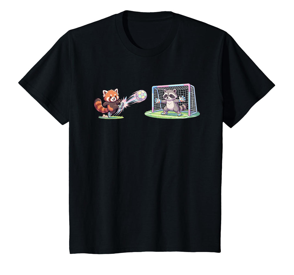 Red Panda Kicks Ball Raccoon Goalie T-Shirt - Aesthetic Graphic Men Women