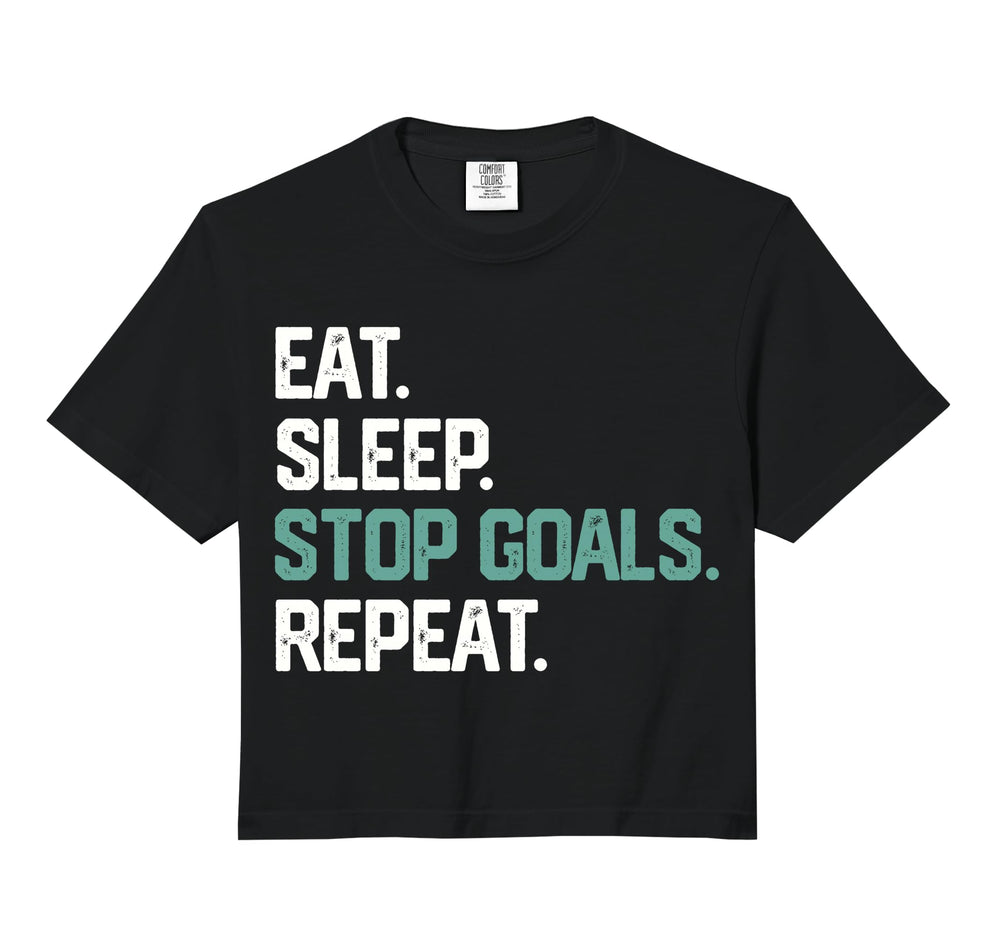 Eat Sleep Stop Goals Repeat Soccer T-Shirt - Aesthetic Graphic Unisex