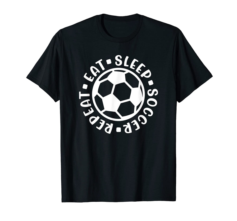 Eat Sleep Soccer Repeat Goalie Keeper T-Shirt - Novelty Apparel for Adults