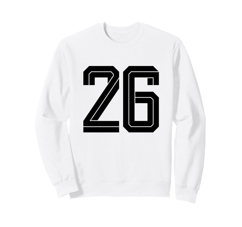 26 White Number 26 Sports Fan Soccer Sweatshirt - Trendy Graphic for Adults