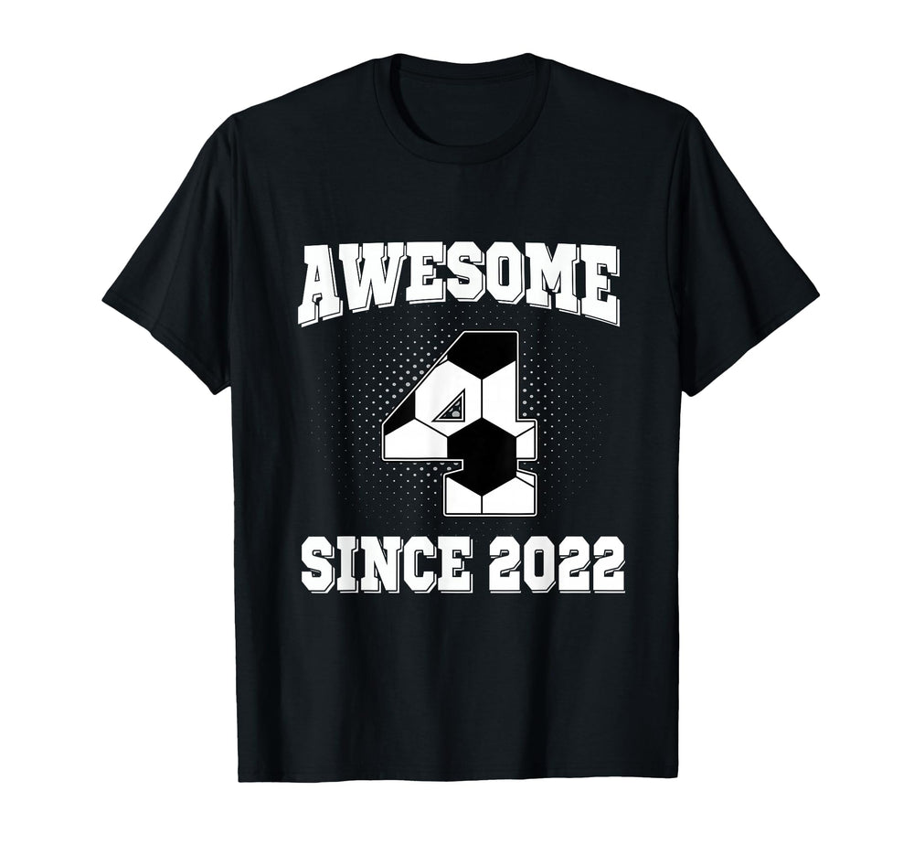 4Th Birthday Soccer 4 Years Old Awesome T-Shirt - Novelty Apparel Unisex